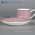 250ml diseño único patrón elegante taza de porcelana fina y platillo